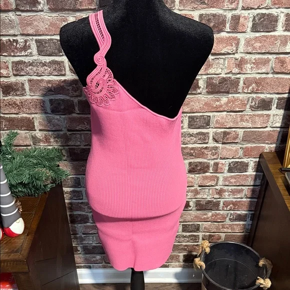 Self-Portrait Vibrant Pink One-Shoulder Dress